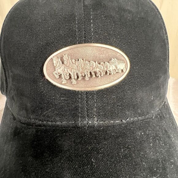 Budweiser Clydesdales Metal Black Adjustable Cotton Baseball Cap Anheuser Busch - Picture 2 of 8